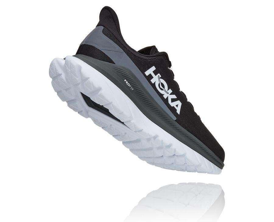 Running Shoes Mens - Hoka One One Mach 4 - Black/White - MFOHTPY-93